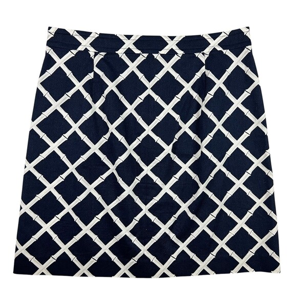 Brooks Brother Button-Front A-Line Skirt  Sz 12  NWOT Textured Navy Bamboo Print - Picture 2 of 10